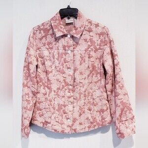 CHICOs Floral Mother of Pearl Button Jacket Size S